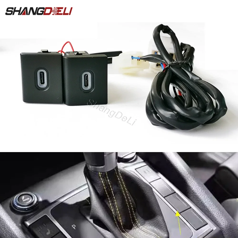 Usb C Power Adapter - Rode LED Snelle Autolader Aansluiting Dubbele